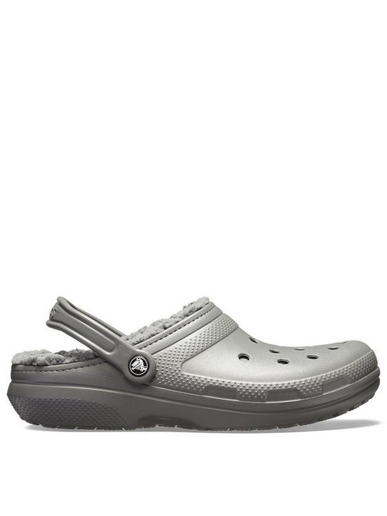 front image of crocs-mens-classic-lined-clog-grey