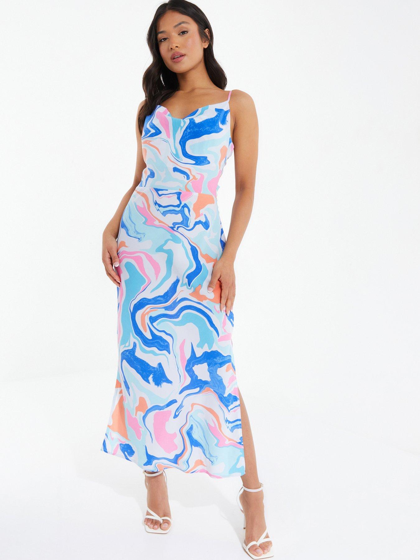 Quiz Petite Marble Tie Back Midi Dress | Littlewoods