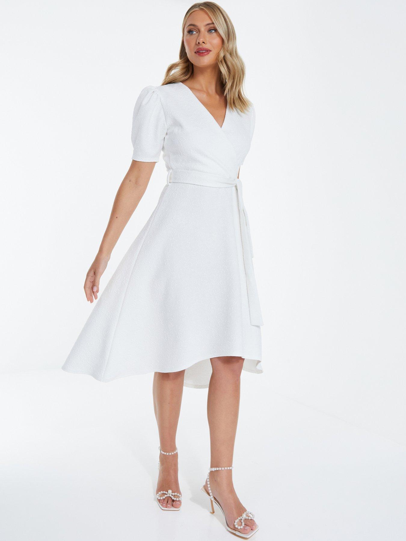 Narlise Sleeved Knot Midi Dress In White, 51% OFF