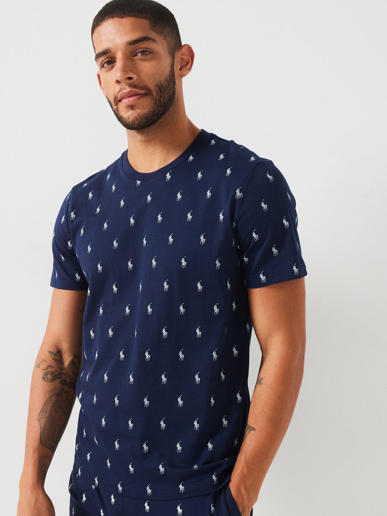 Image 1 of 5 of Polo Ralph Lauren All Over&nbsp;Print Jersey Sleep Shirt - Navy