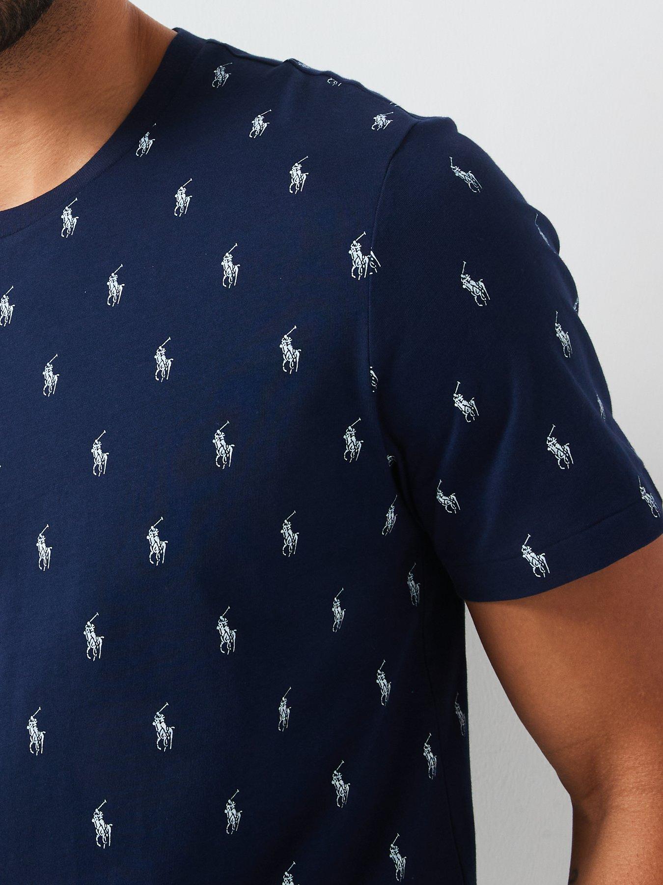 Image 4 of 5 of Polo Ralph Lauren All Over&nbsp;Print Jersey Sleep Shirt - Navy