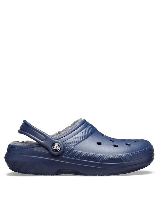 front image of crocs-mens-classic-lined-clog-navy