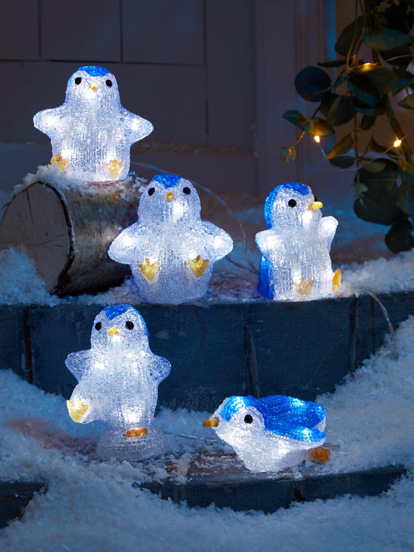 undefined Set of 5 Battery Operated Penguin Outdoor Christmas Lights