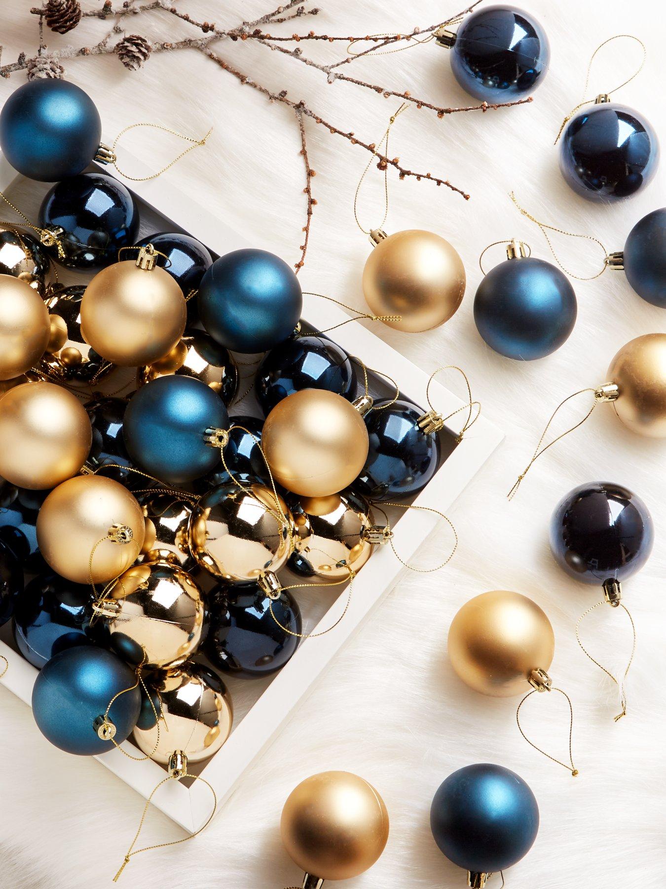 Image 3 of 3 of Pack of 50 Blue and Gold Christmas Tree&nbsp;Baubles