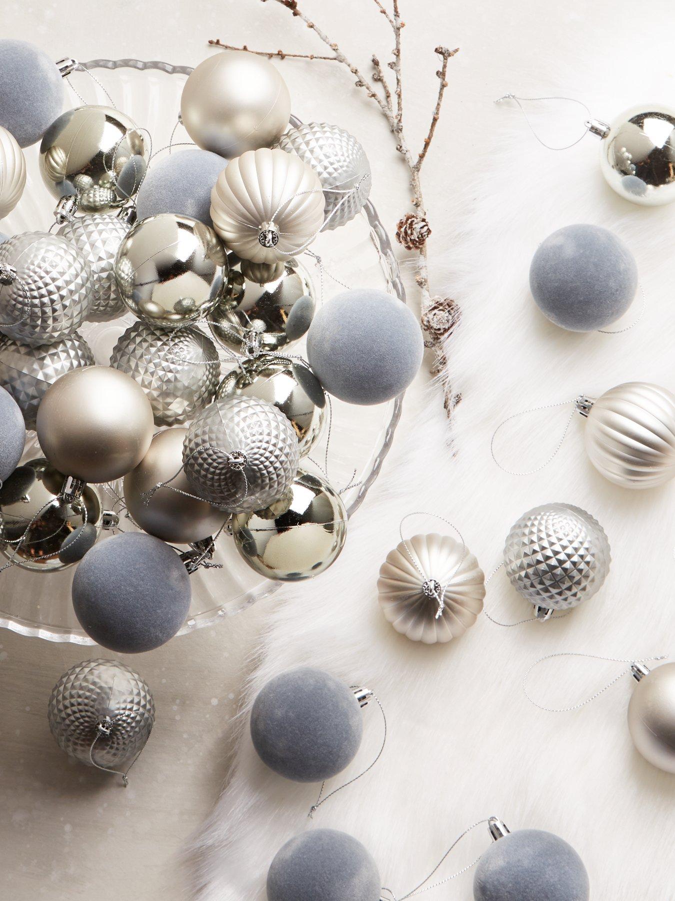 Silver and white clearance christmas baubles