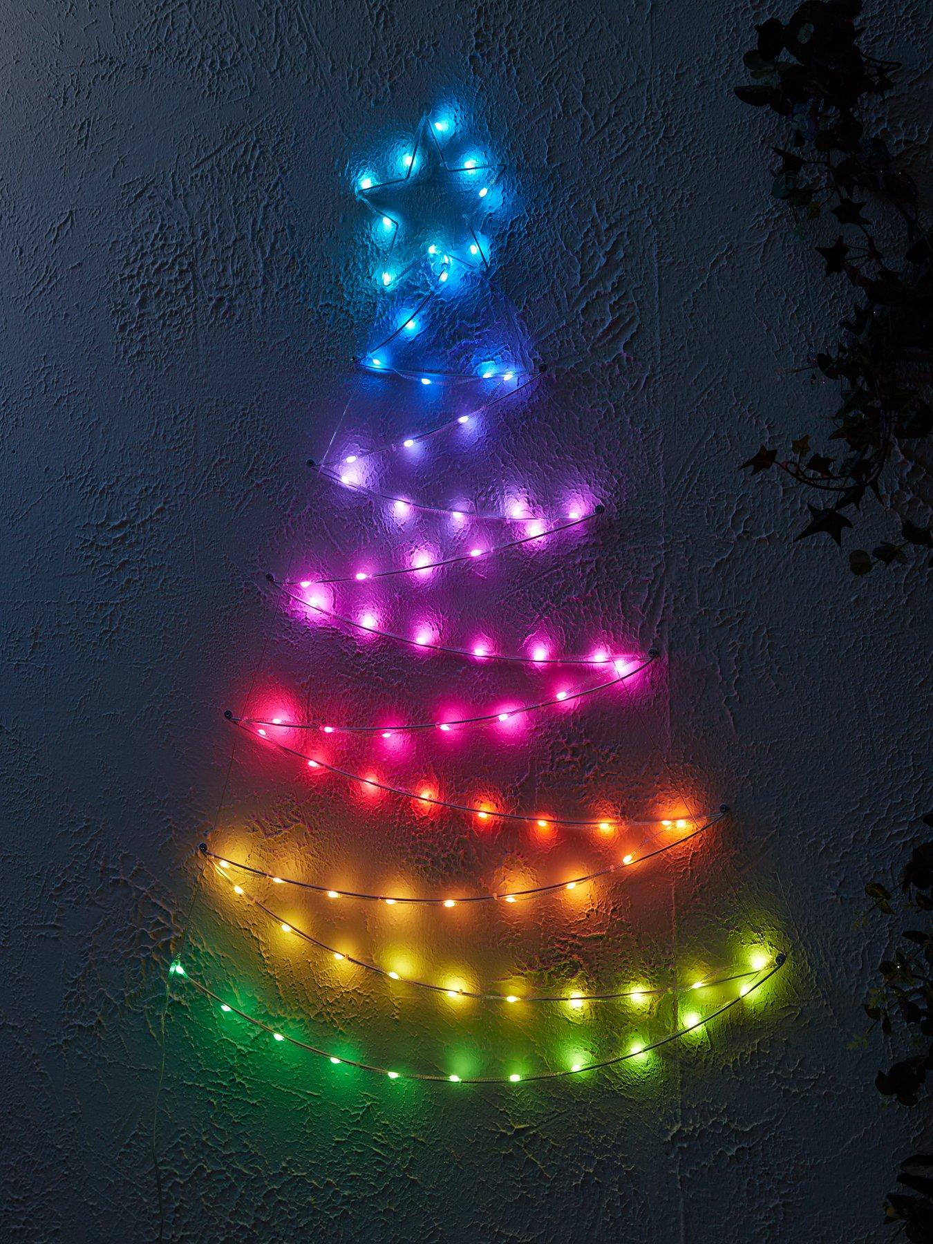 Image 1 of 8 of Very Home 113&nbsp;cm Wall Mounted Colour Changing Outdoor&nbsp;LED Christmas Tree with Remote Control