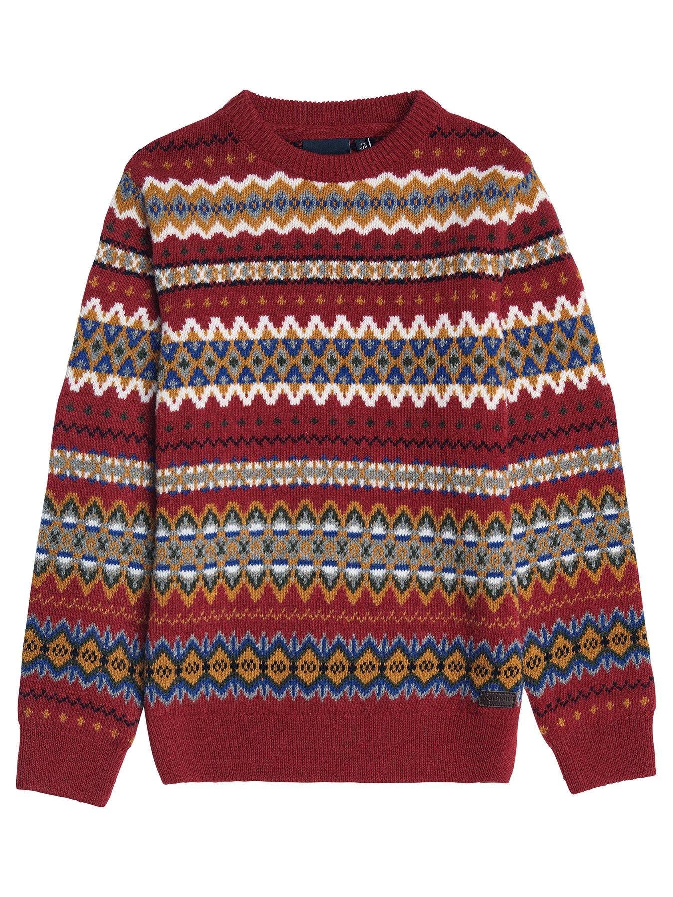 Boys Case Fairisle Crew Neck Jumper - Red