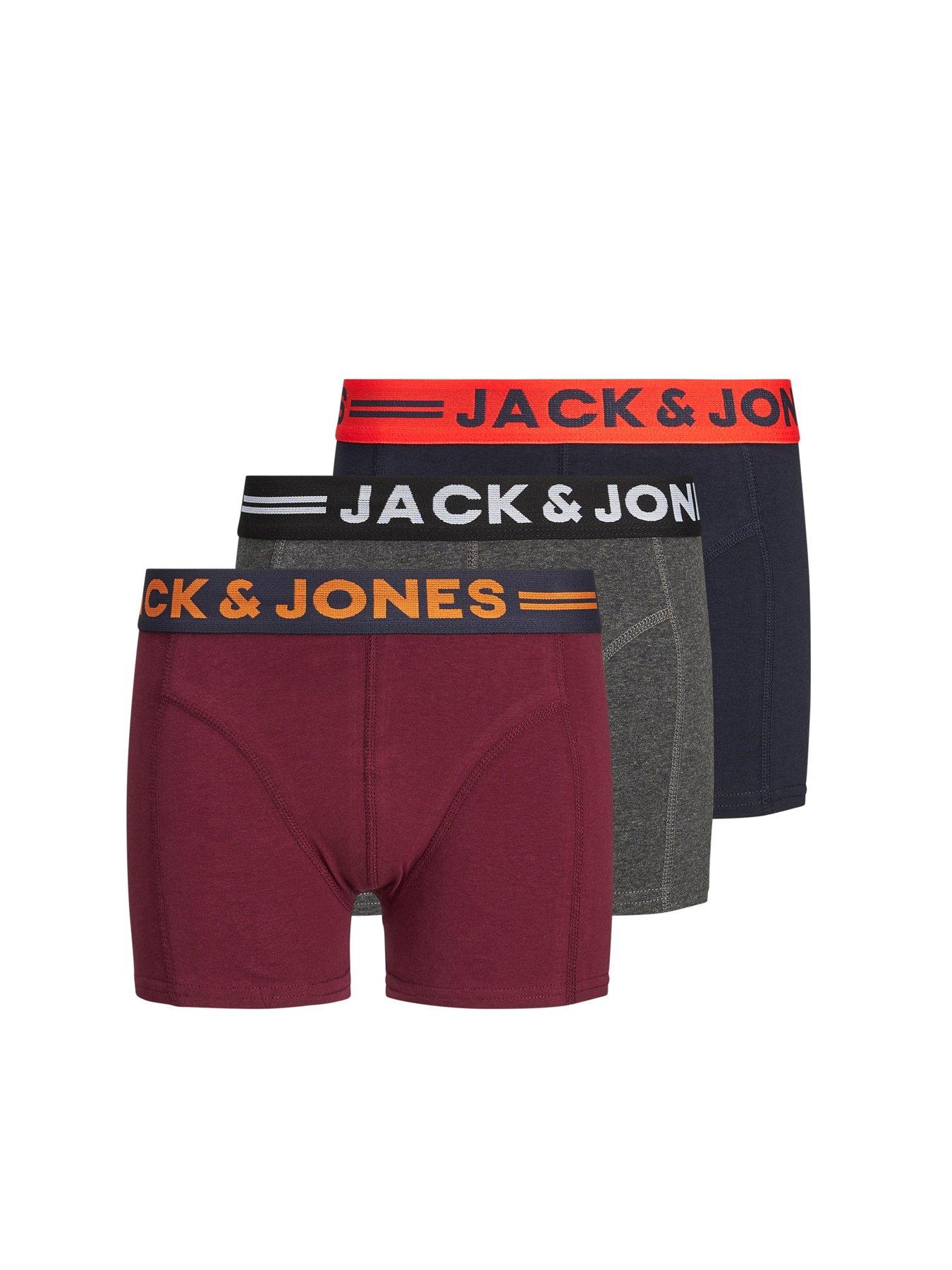 Image 1 of 3 of Jack & Jones Junior Boys Lichfield 3 Pack Trunks - Dark Grey/Navy/Burgundy