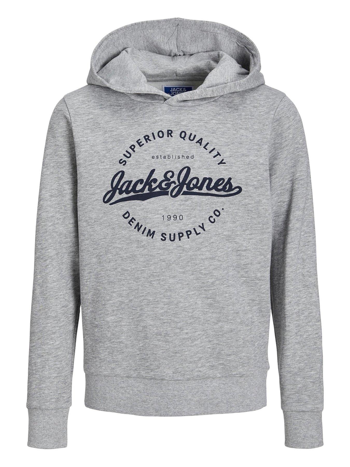 Jack & Jones zip through hoodie in light grey marl