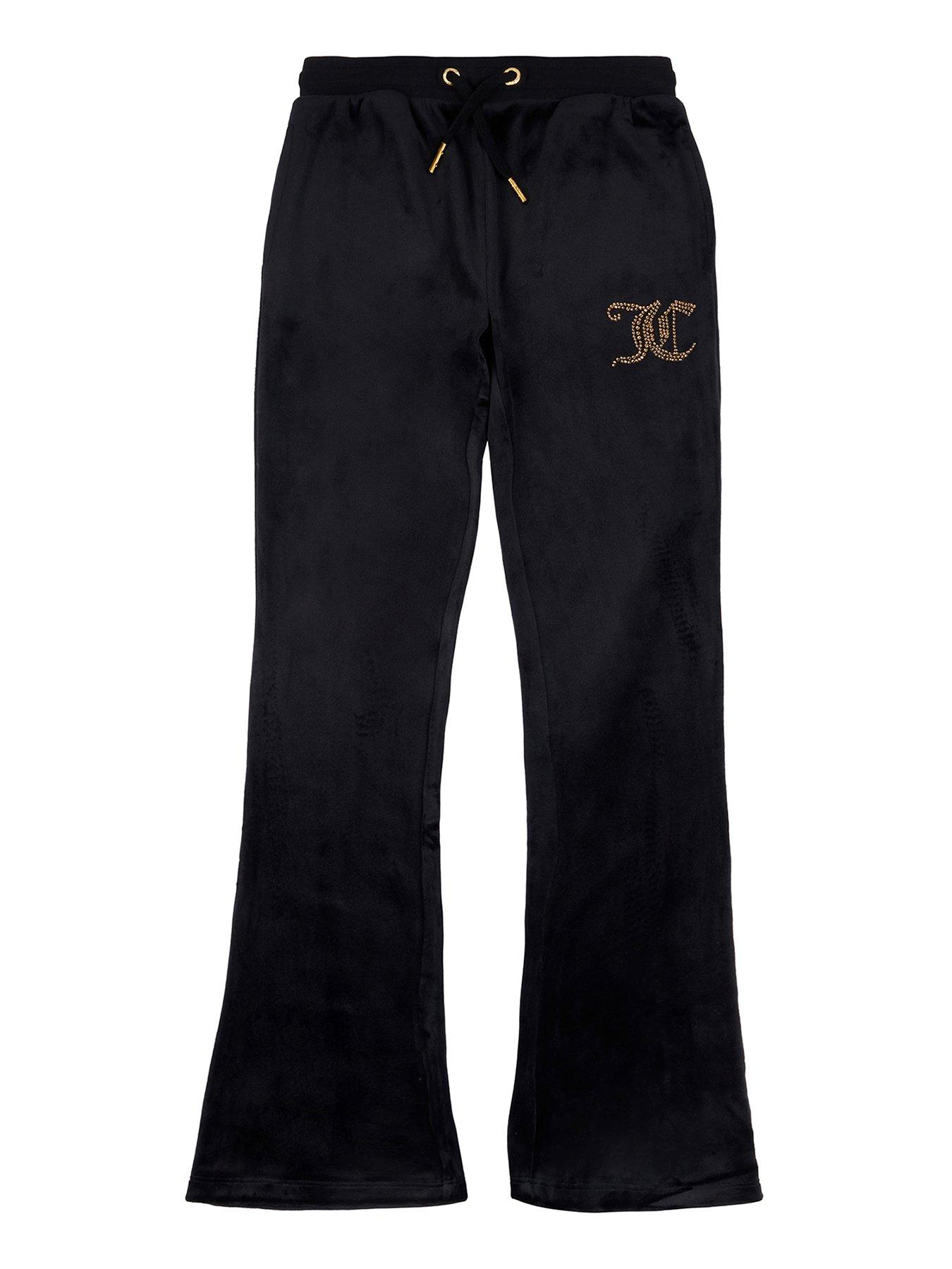 Juicy Couture Girls Tape Wide Leg Joggers - Black