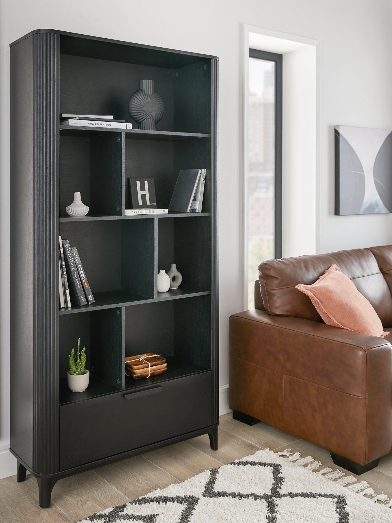 front image of the-very-collection-carina-bookcase-black-fscreg-certified