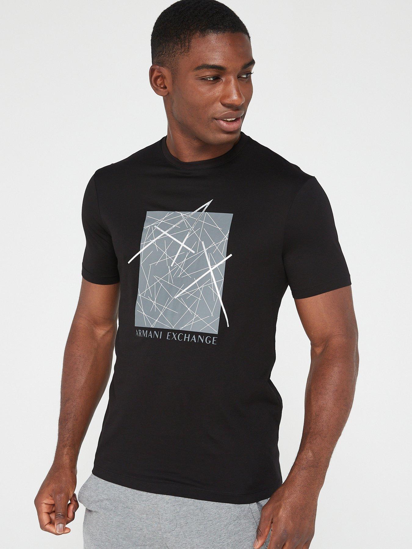 Armani Exchange Placement Print T-Shirt - Black | littlewoods.com