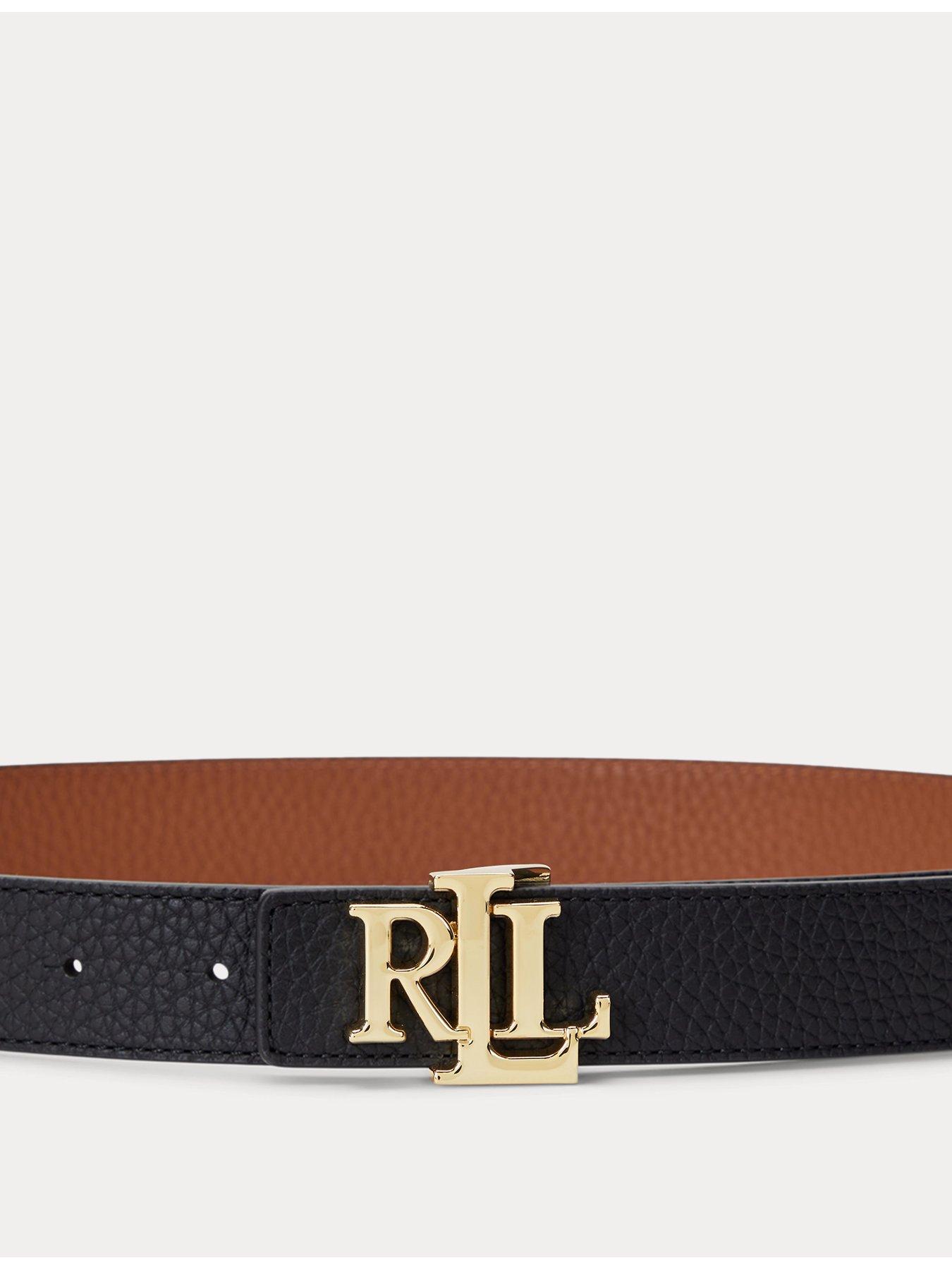 Image 3 of 3 of Lauren by Ralph Lauren Leather Logo Belt - Black And Tan