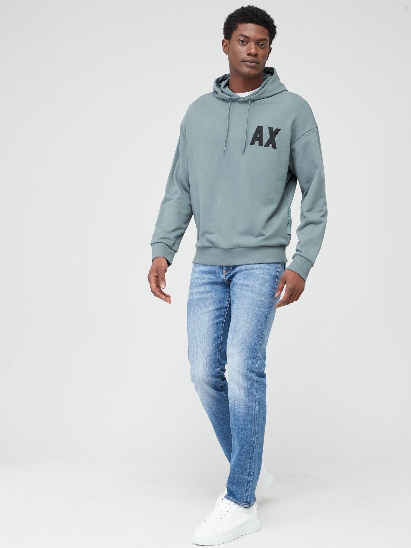 Armani Exchange AX Logo Overhead Hoodie Grey littlewoods