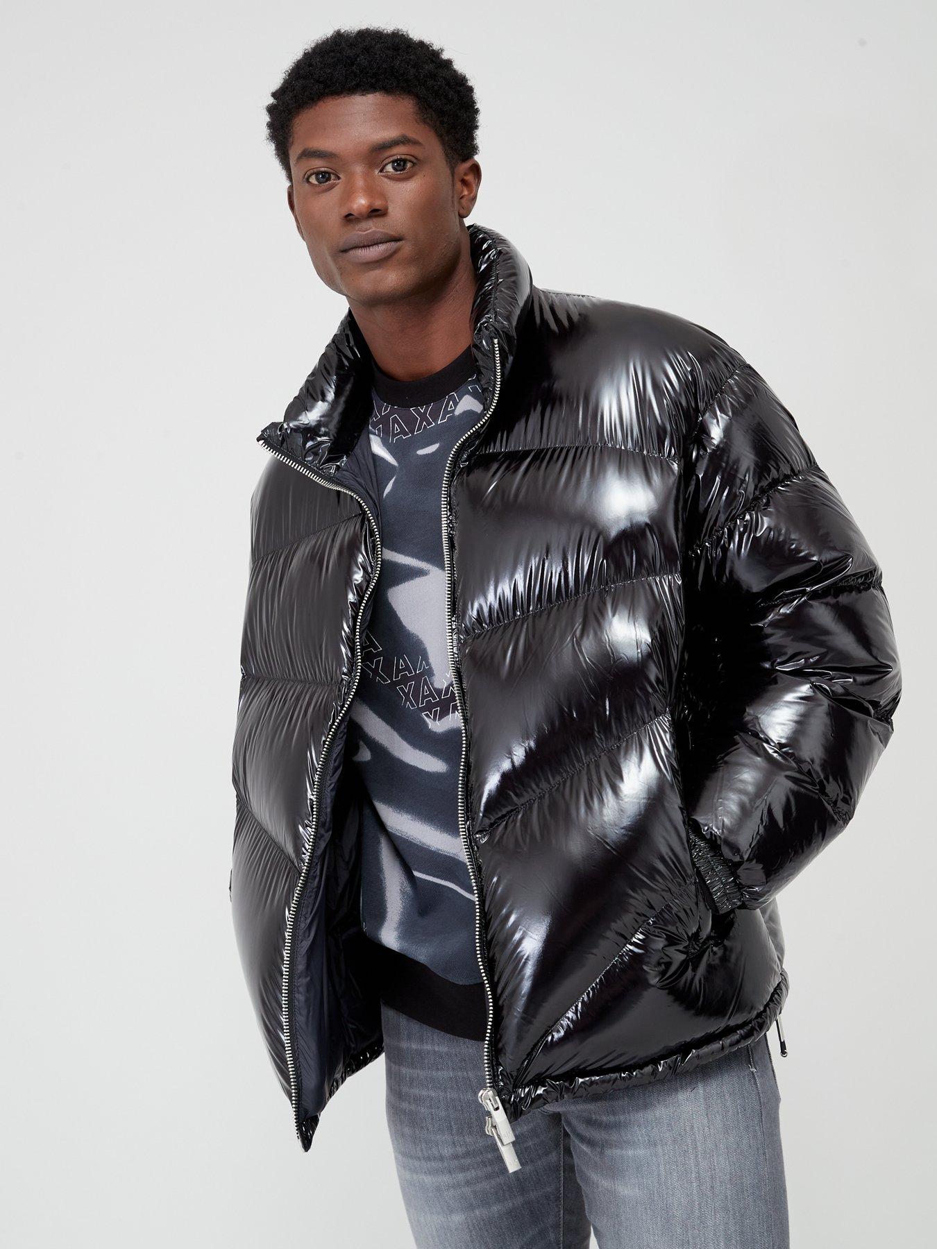 Armani exchange black padded coat online