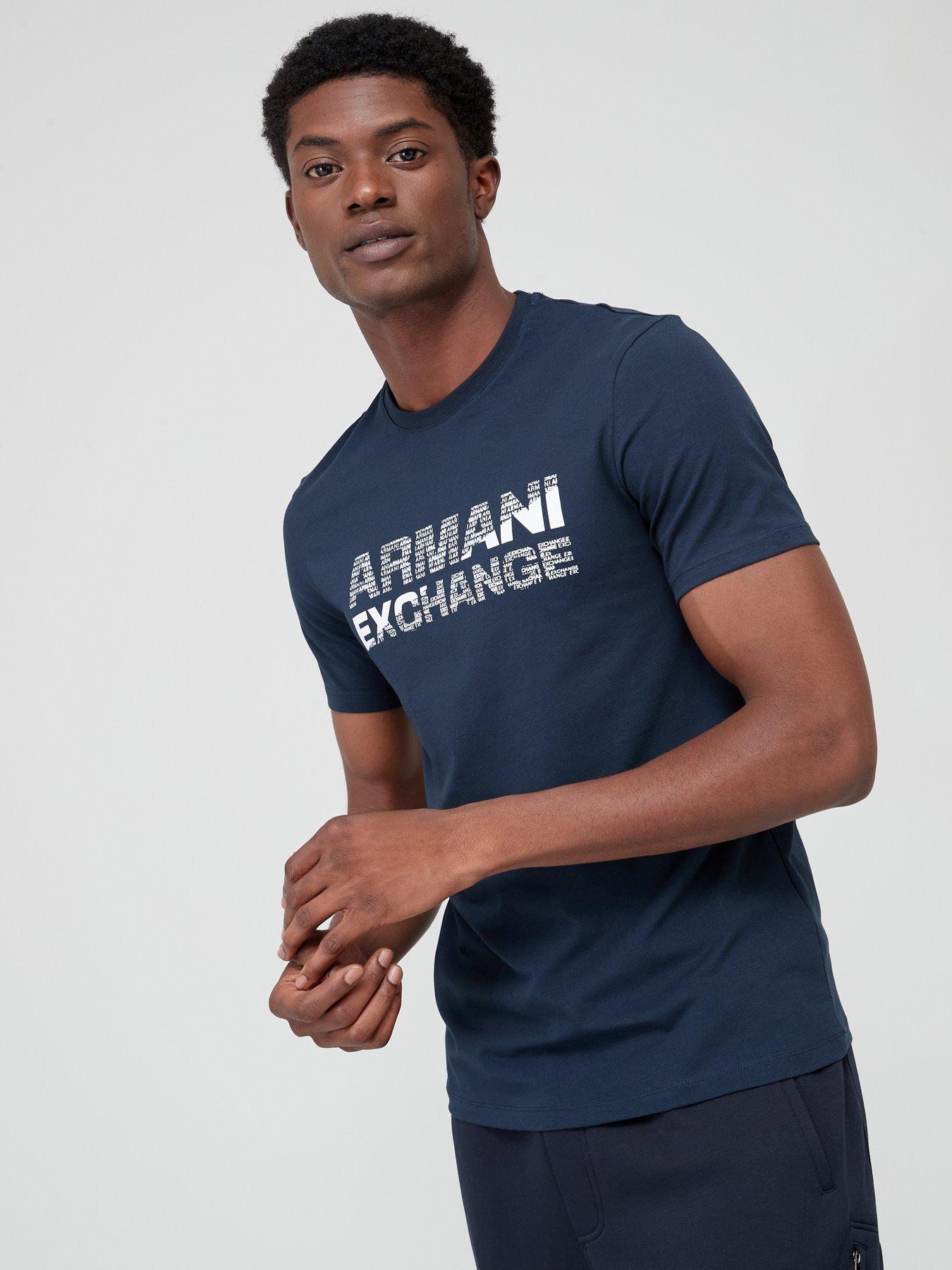 Armani Exchange Large Logo T Shirt Navy littlewoods