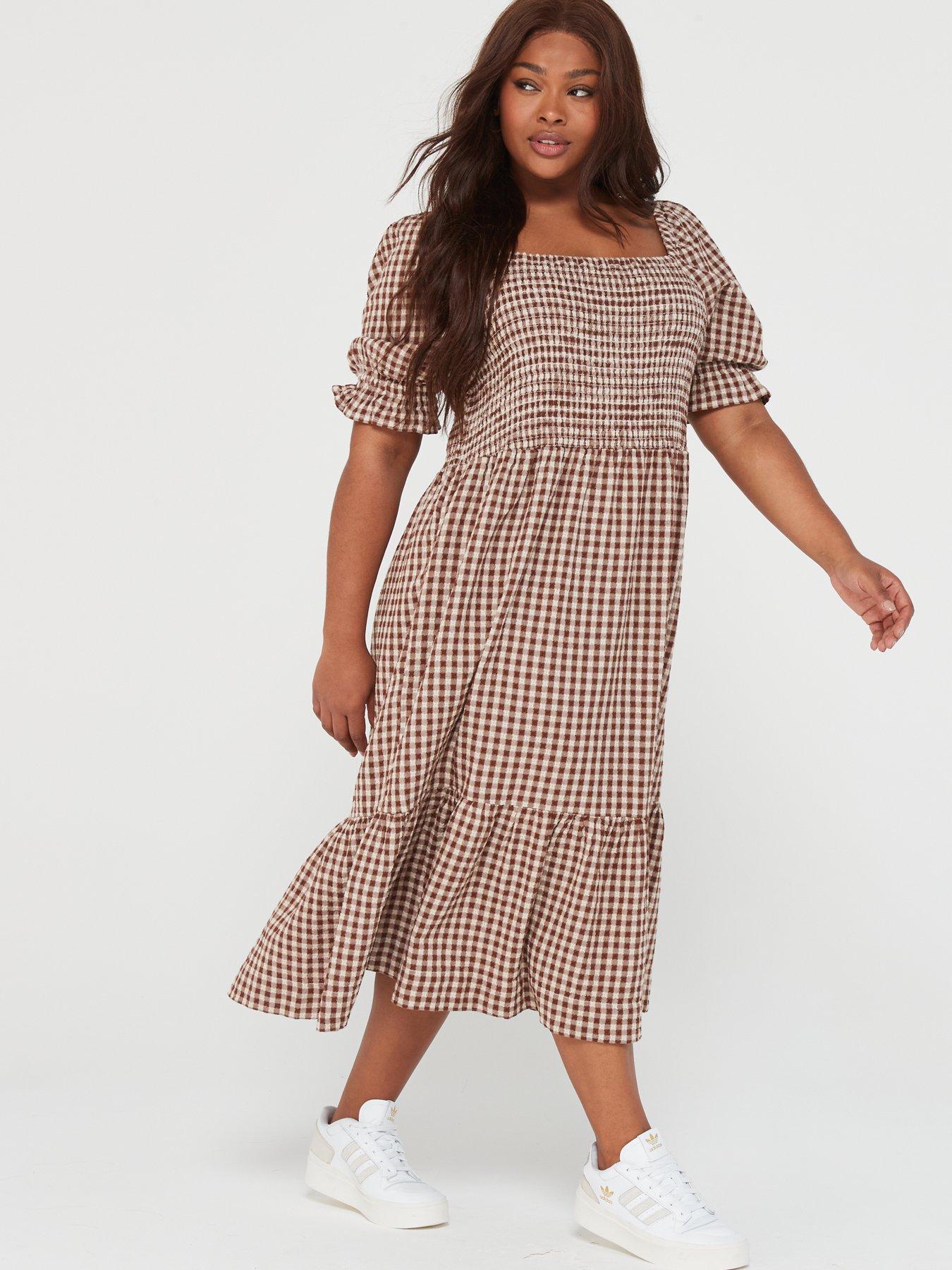 Square neck 2024 gingham dress