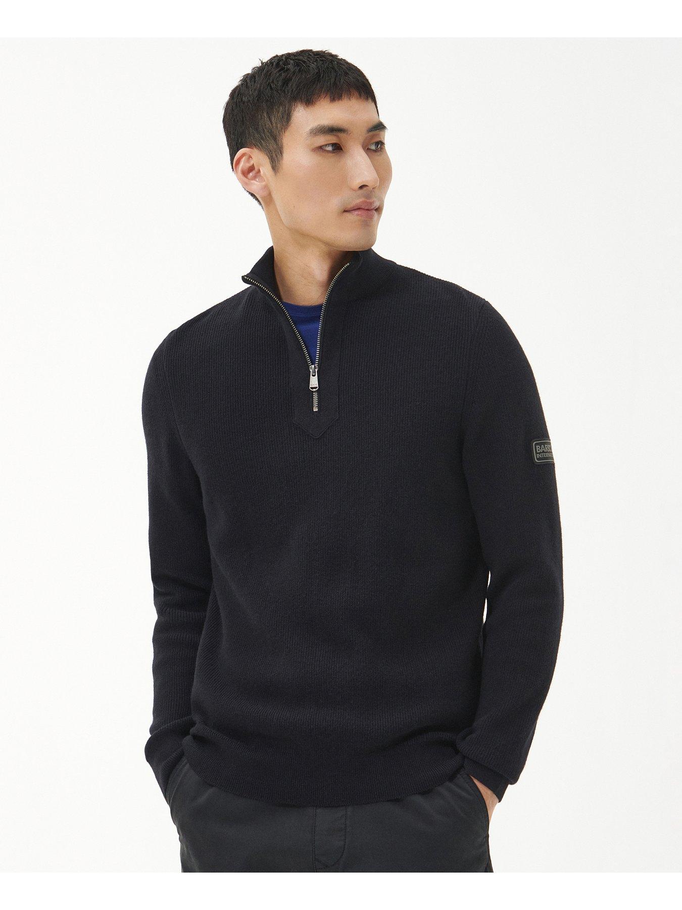 Black half zip jumper mens sale