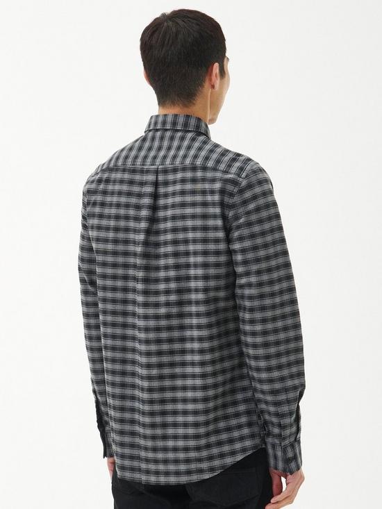 stillFront image of barbour-international-cable-checked-shirt-dark-grey