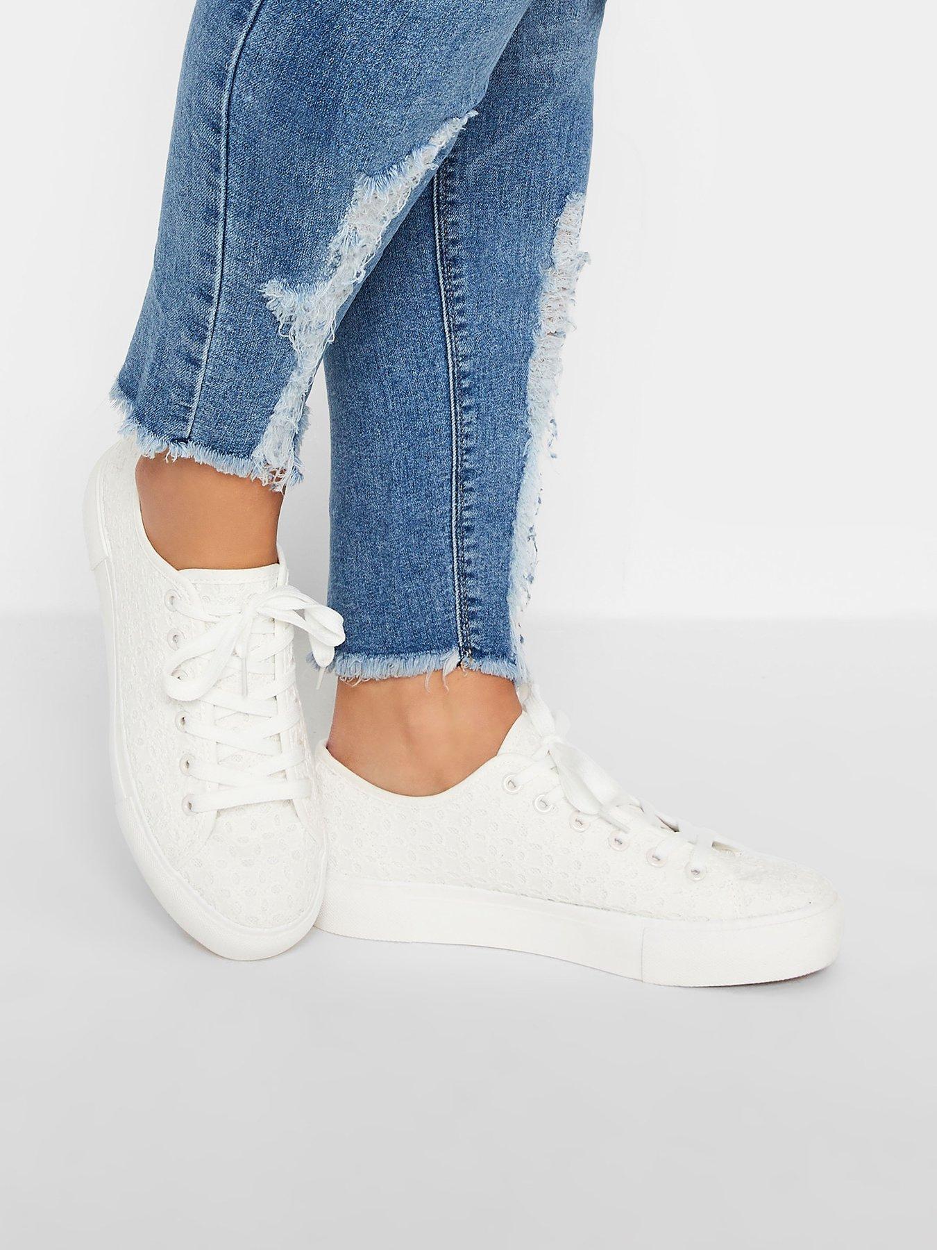  image of yours-wide-fit-broderie-anglaise-trainer-white