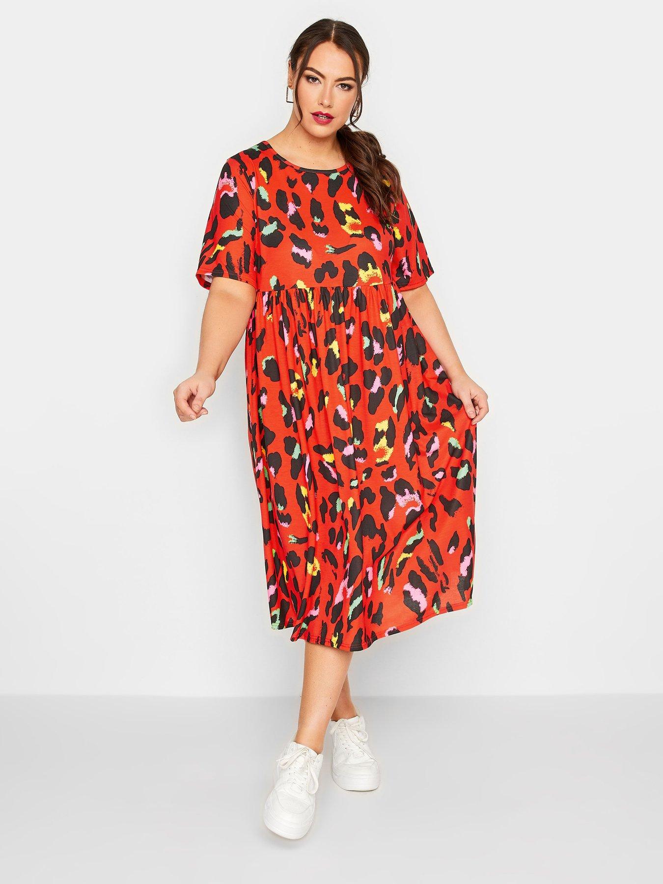 Yours Floral Print Double Layered Mesh Smock Dress