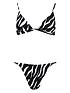  image of boohoo-zebra-print-triangle-bikini-set-black