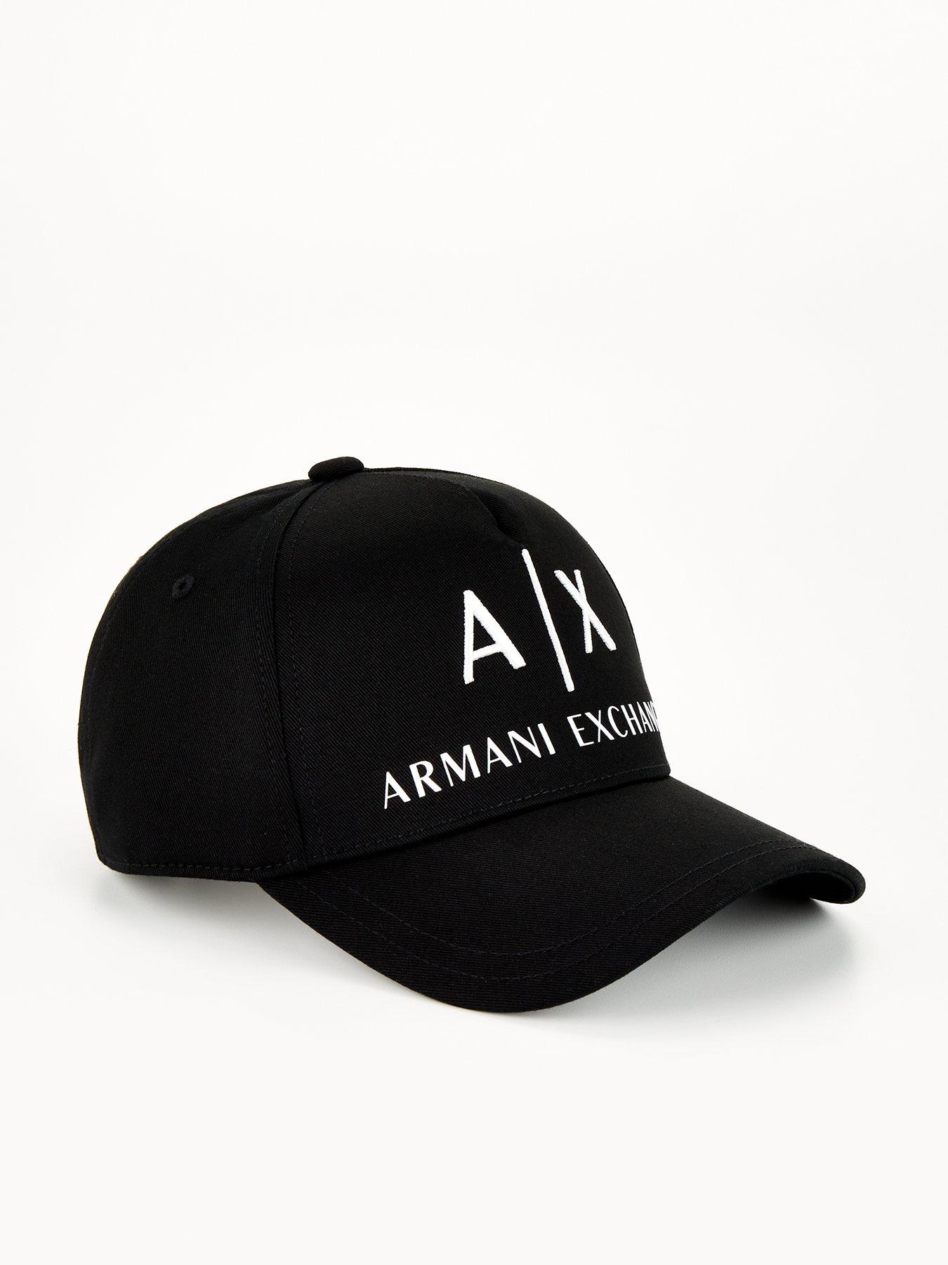 Armani Exchange Logo Baseball Cap Black White littlewoods