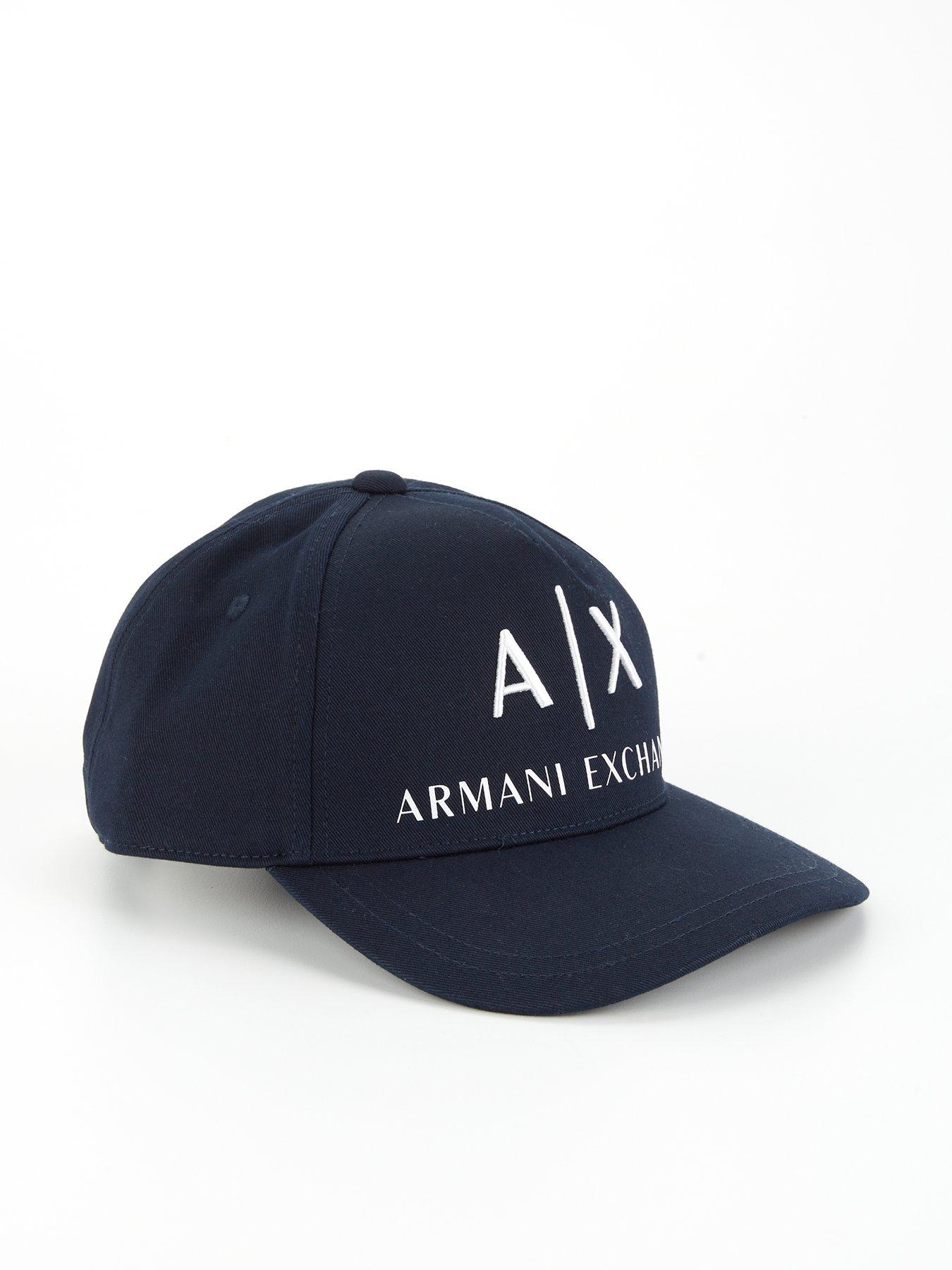 Armani Exchange Logo Baseball Cap Black White littlewoods