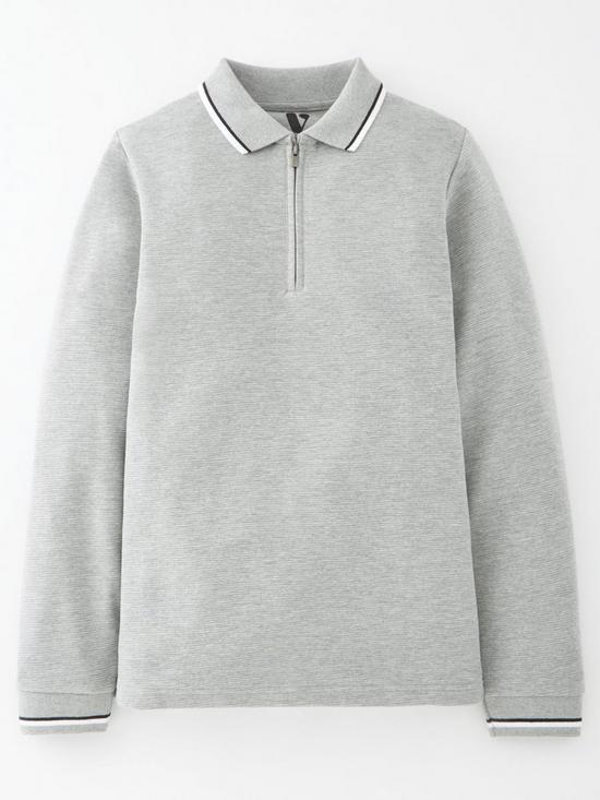 front image of v-by-very-boys-rib-polo-grey