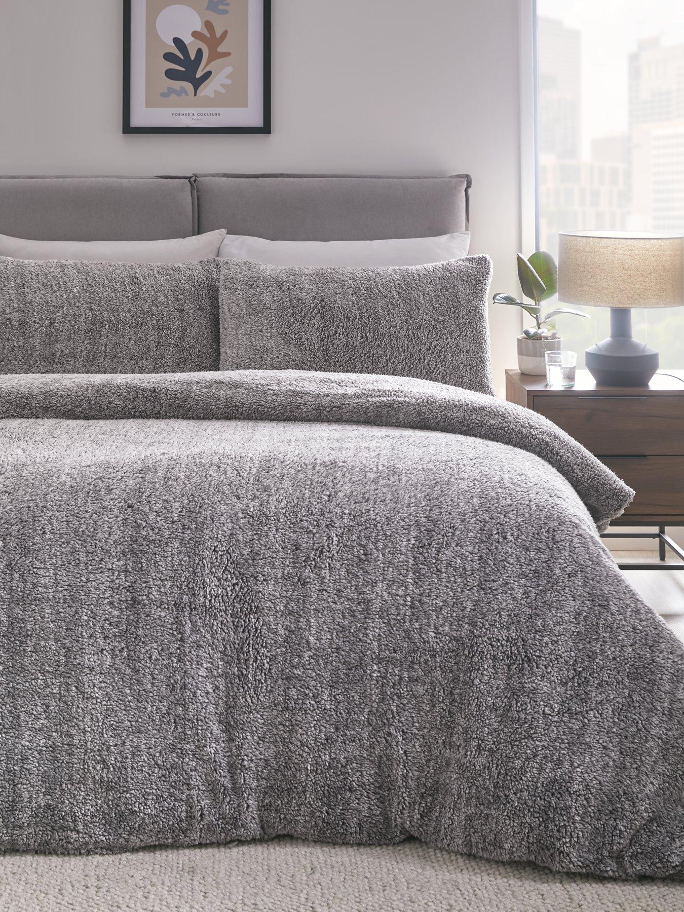 Very Home Marl Fleece Duvet Cover Set Grey