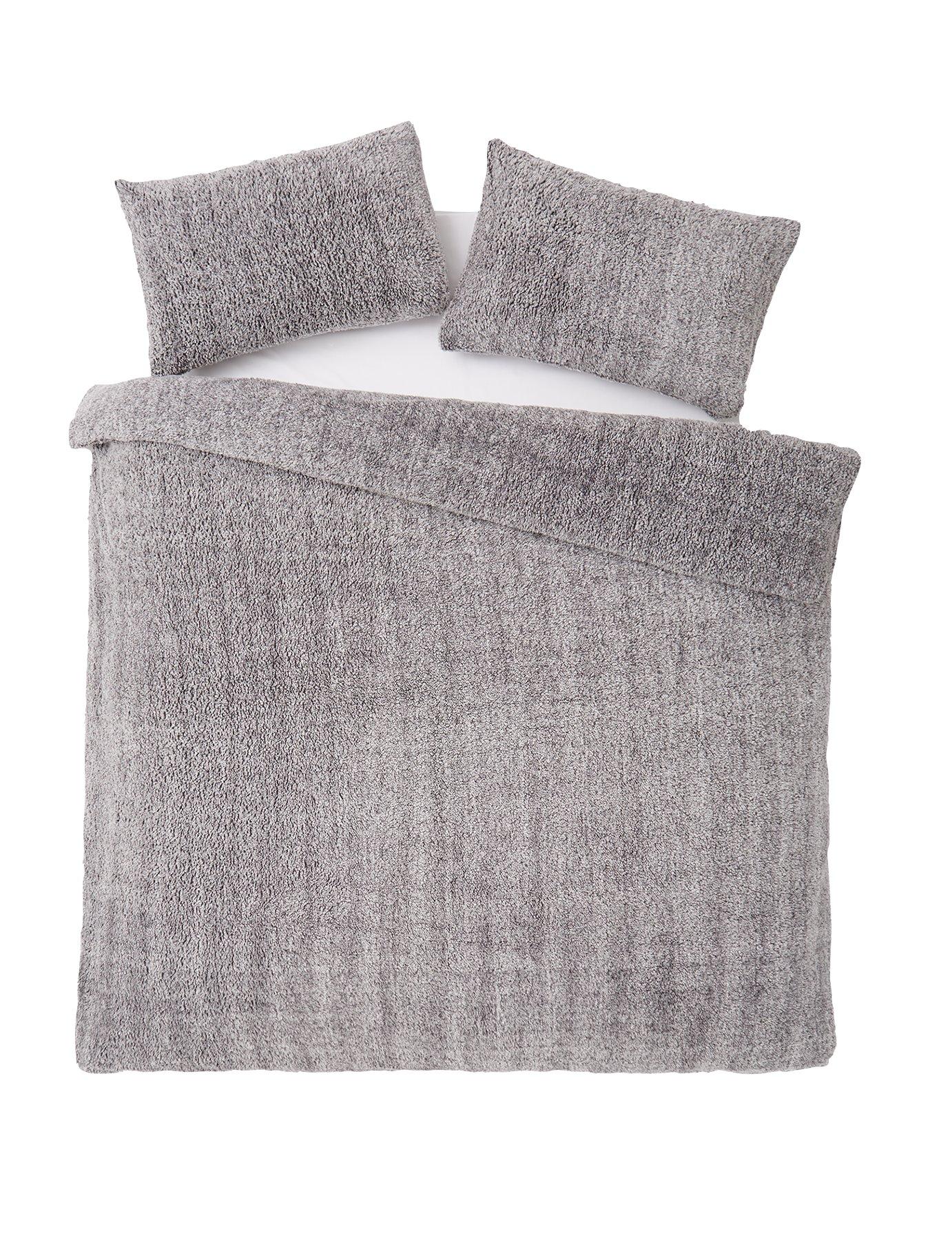 Very Home Marl Fleece Duvet Cover Set Grey