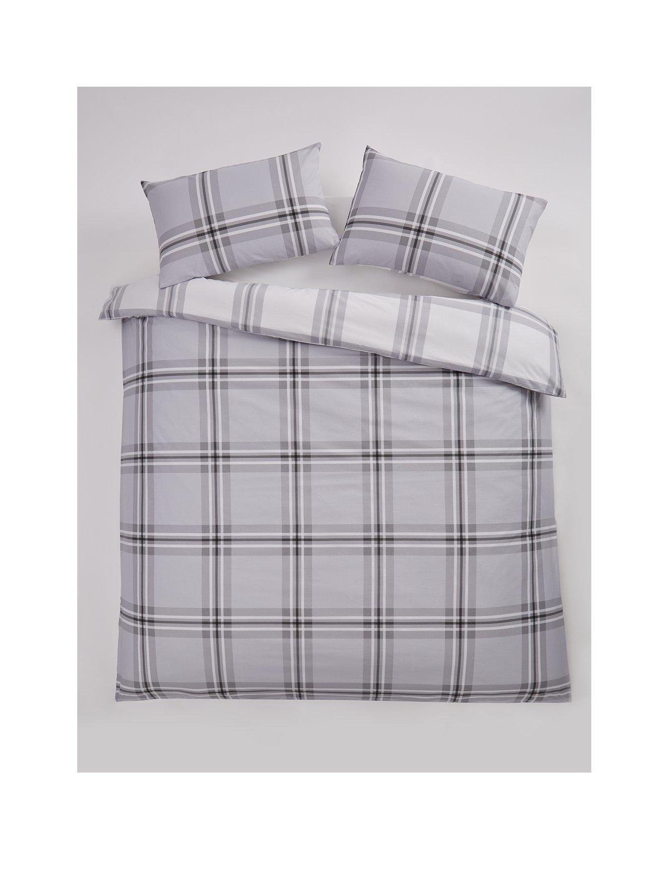  image of everyday-grey-check-reversible-duvet-cover-set