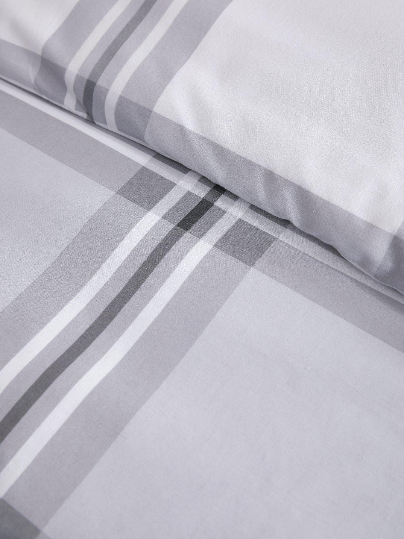  image of everyday-grey-check-reversible-duvet-cover-set
