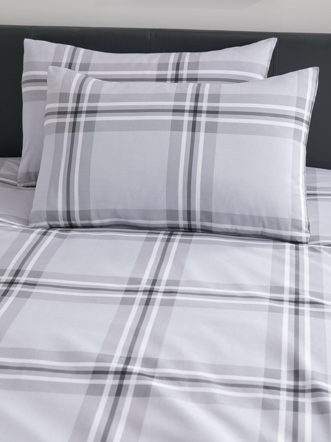  image of everyday-grey-check-reversible-duvet-cover-set