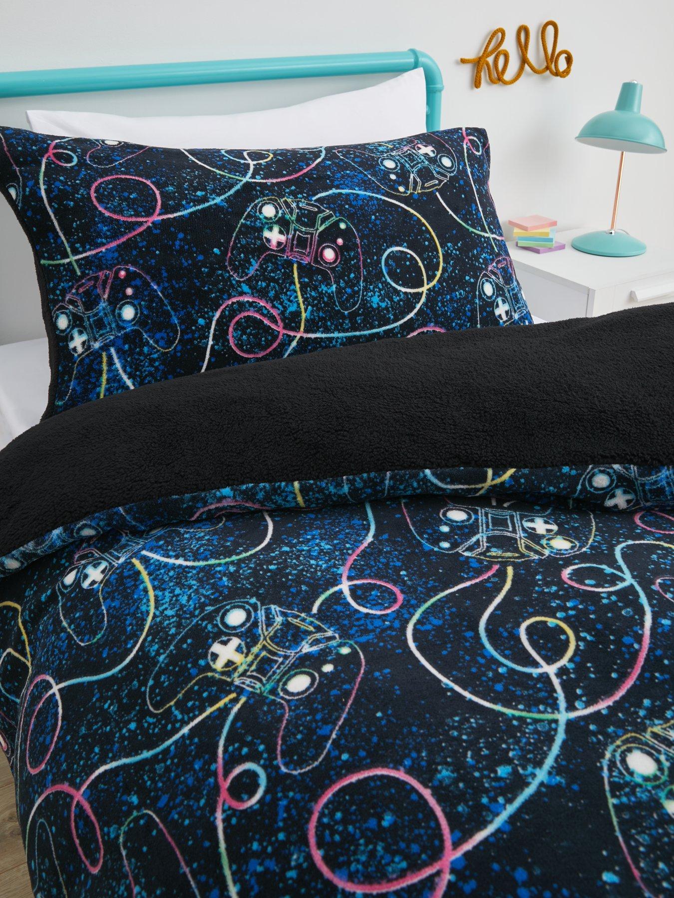  image of very-home-cosy-kids-gamer-fleece-duvet-set-db-multi