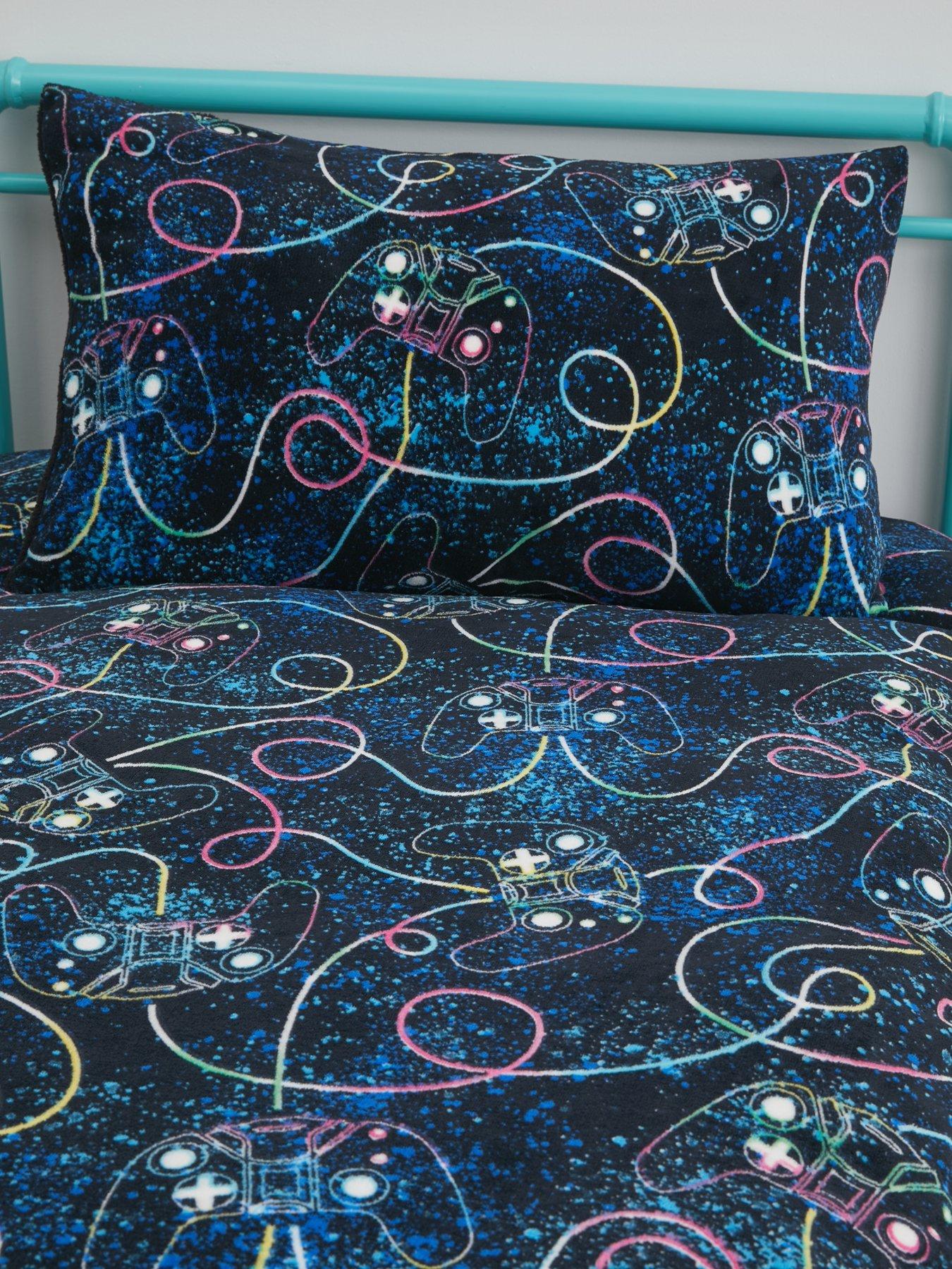 image of very-home-cosy-kids-gamer-fleece-duvet-set-db-multi