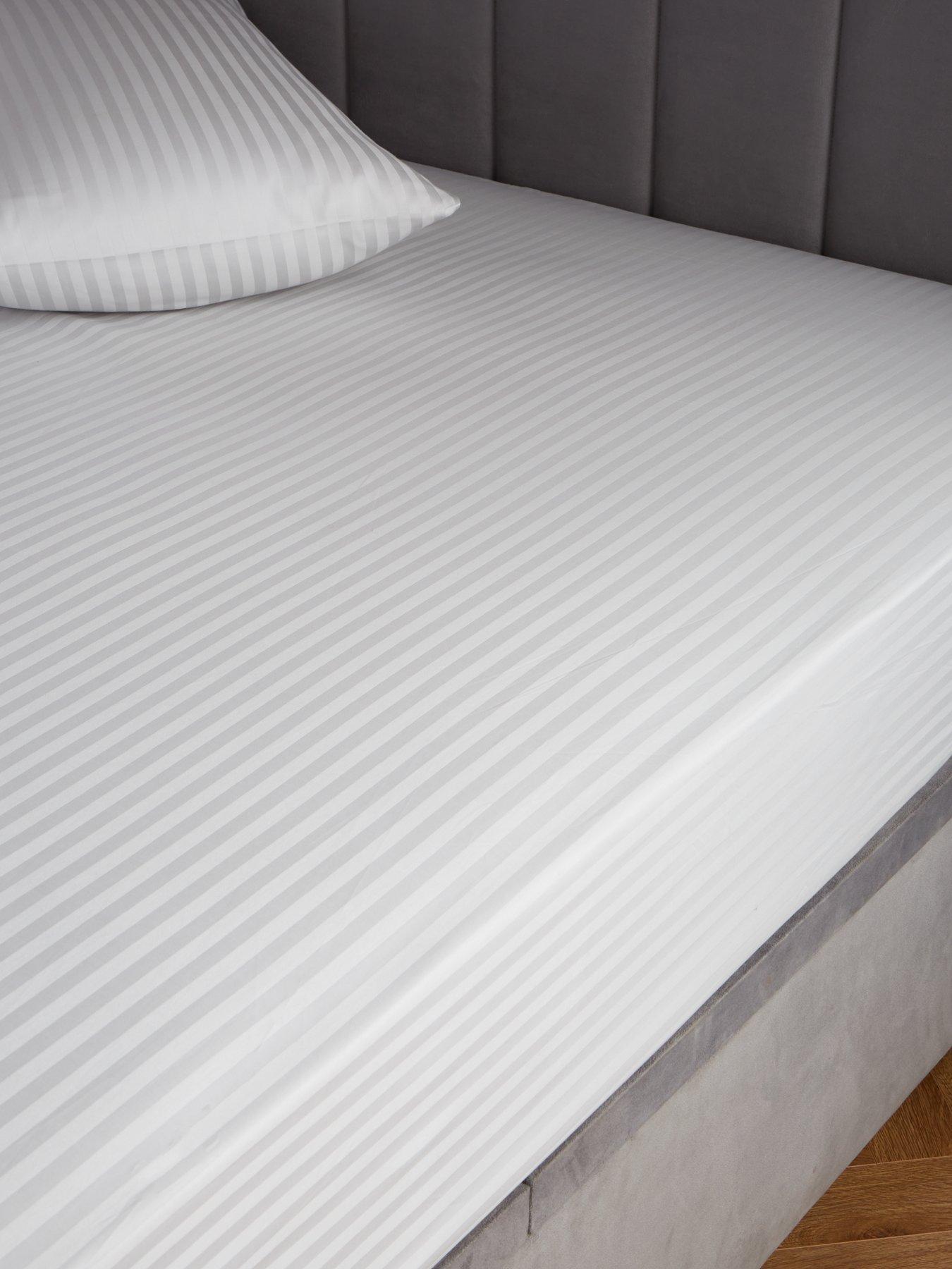 Image 1 of 3 of Very Home 300 Thread Count Soft Touch Sateen Stripe Extra Deep 32 cm Fitted Sheet
