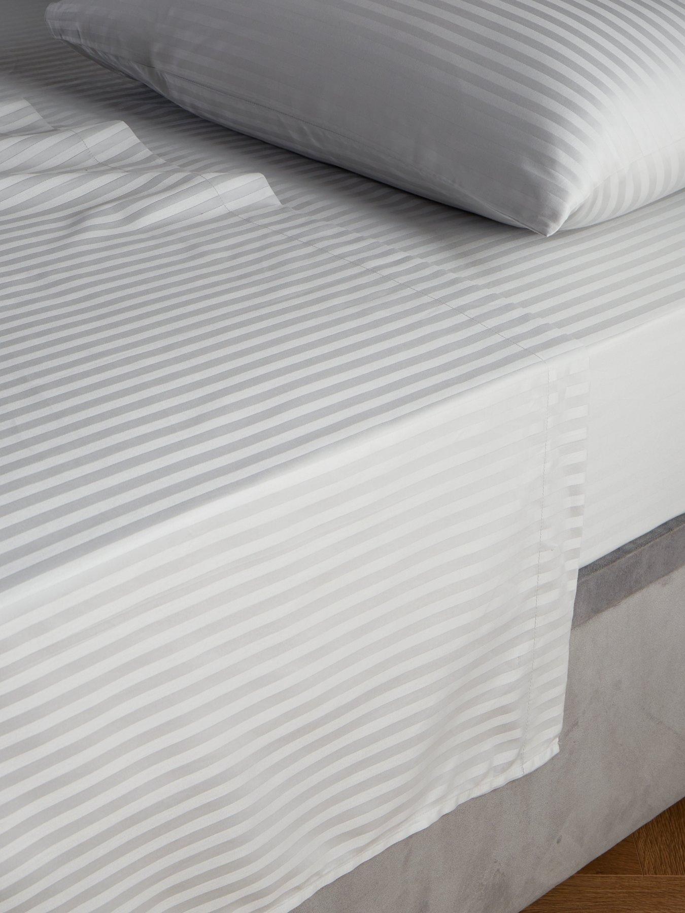 The Very Collection Luxury 300 Thread Count Soft Touch Sateen Stripe Flat Sheet