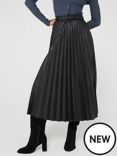 v-by-very-pu-belted-pleated-midi-skirt