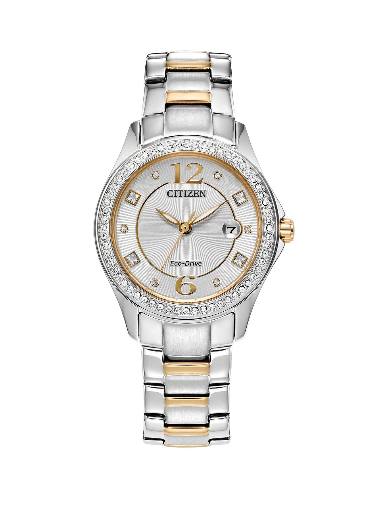 undefined LADIES ECO-DRIVE CRYSTAL CASE Two tone bracelet