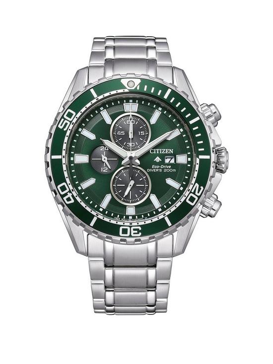 front image of citizen-gents-eco-drive-promaster-dive-stainless-steel-bracelet-watch