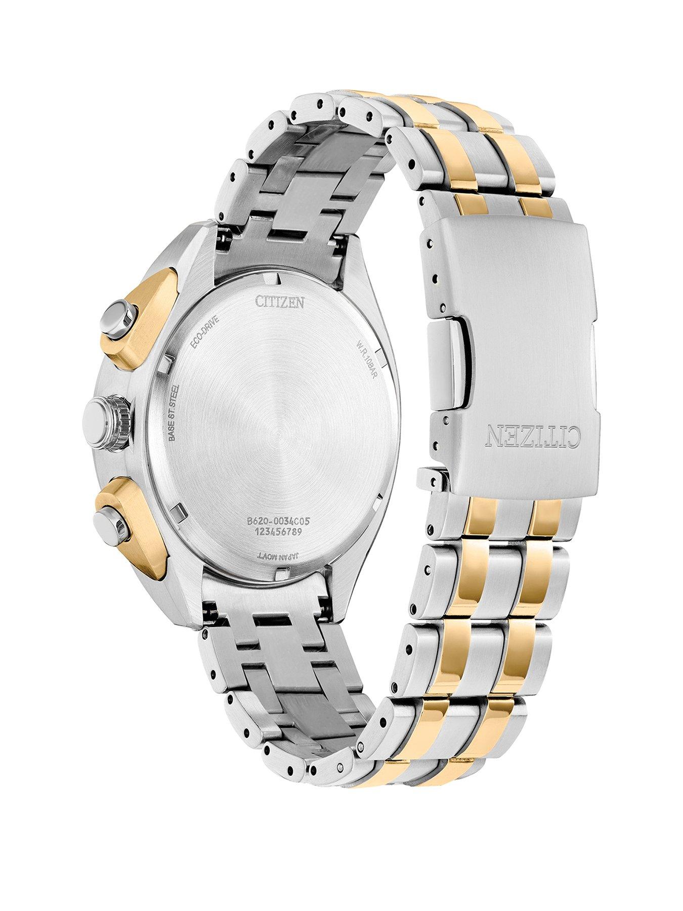  image of citizen-gents-eco-drive-chronograph-two-tone-bracelet
