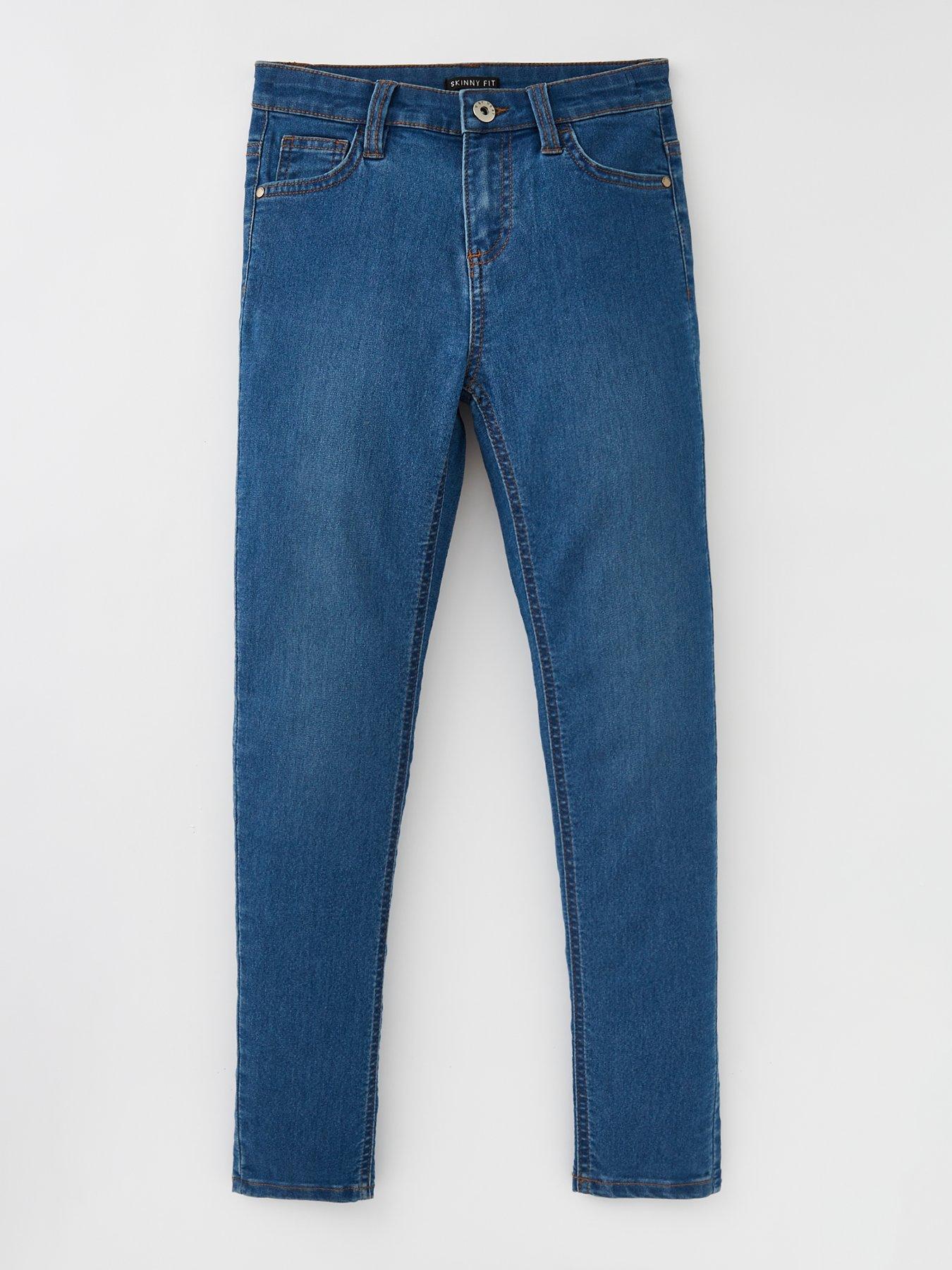 V by Very Girls Mid-Wash Skinny Jeans - Blue