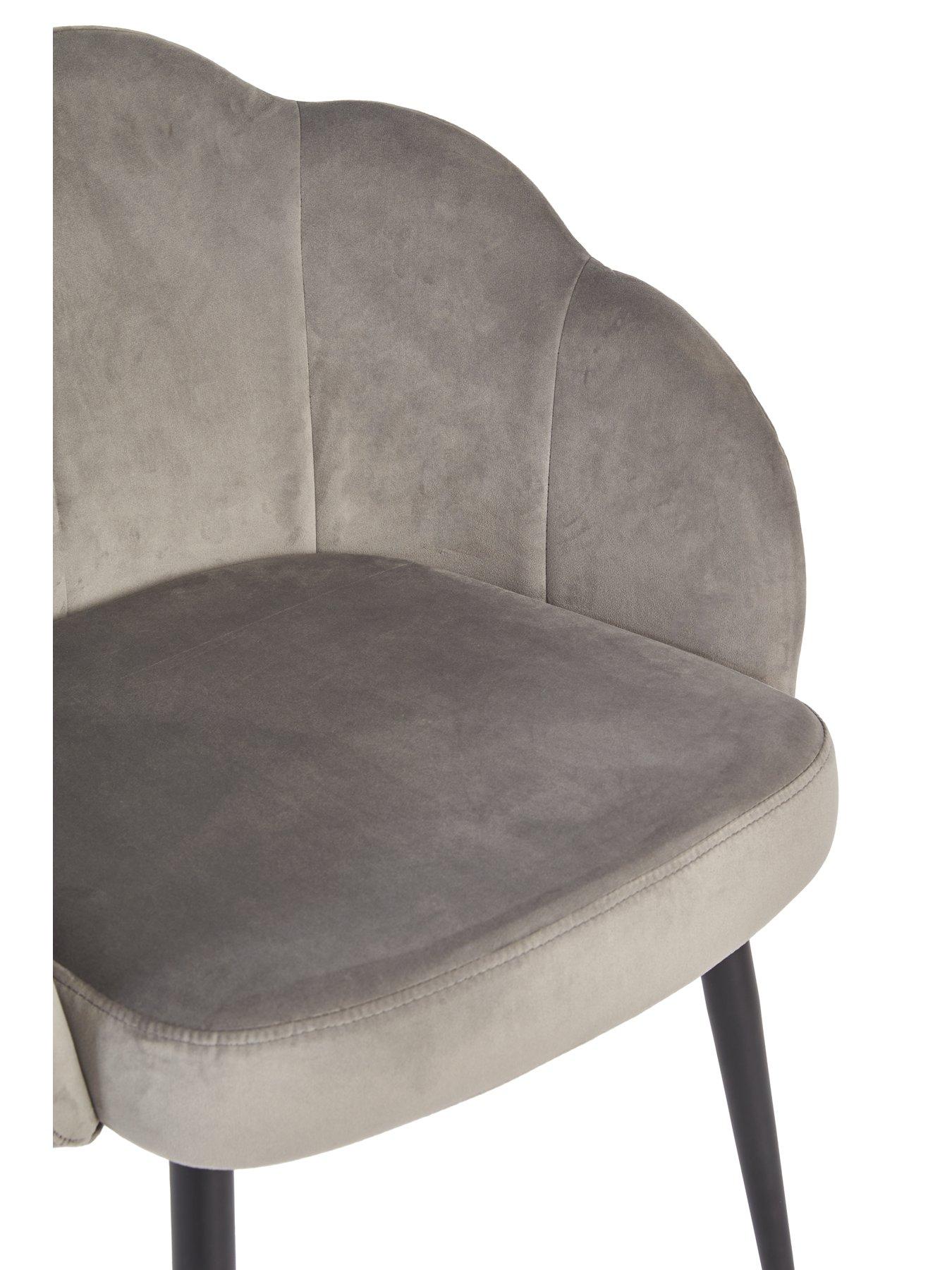  image of very-home-angel-glass-top-120-cm-dining-table-with-4-angel-velvet-chairs-blackgrey