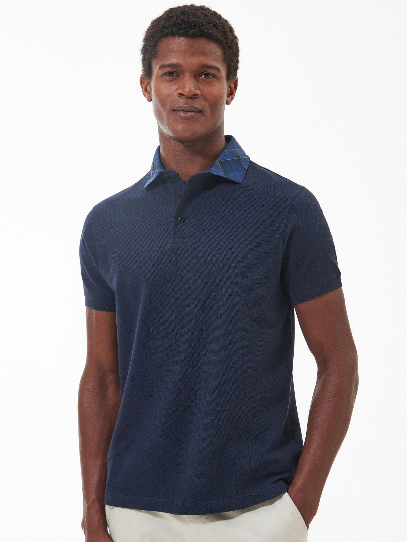 Barbour Lindale Tartan Collar Polo Shirt - Dark Blue | littlewoods.com