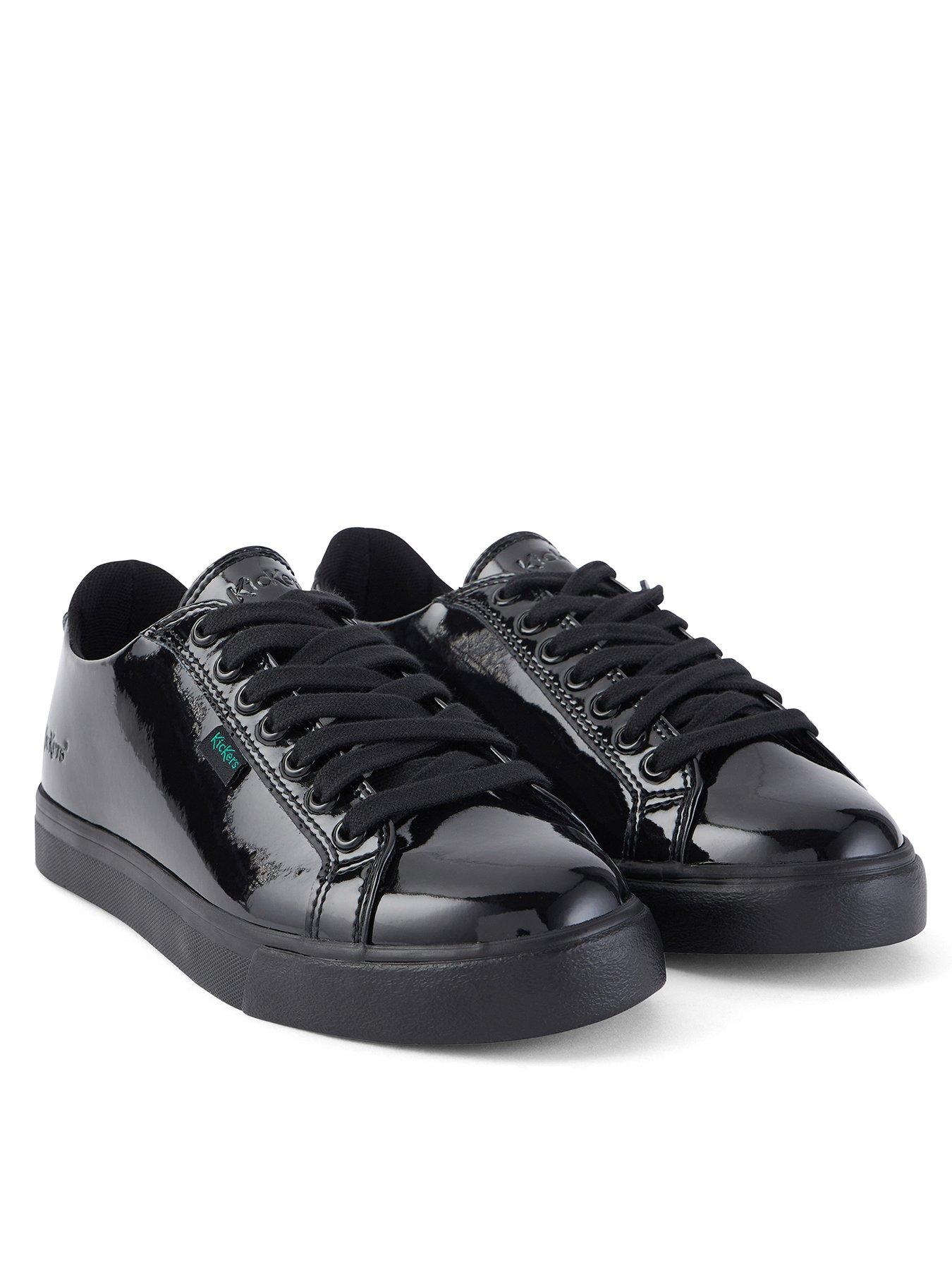  image of kickers-tonvi-lacer-patent-leather-shoe-black