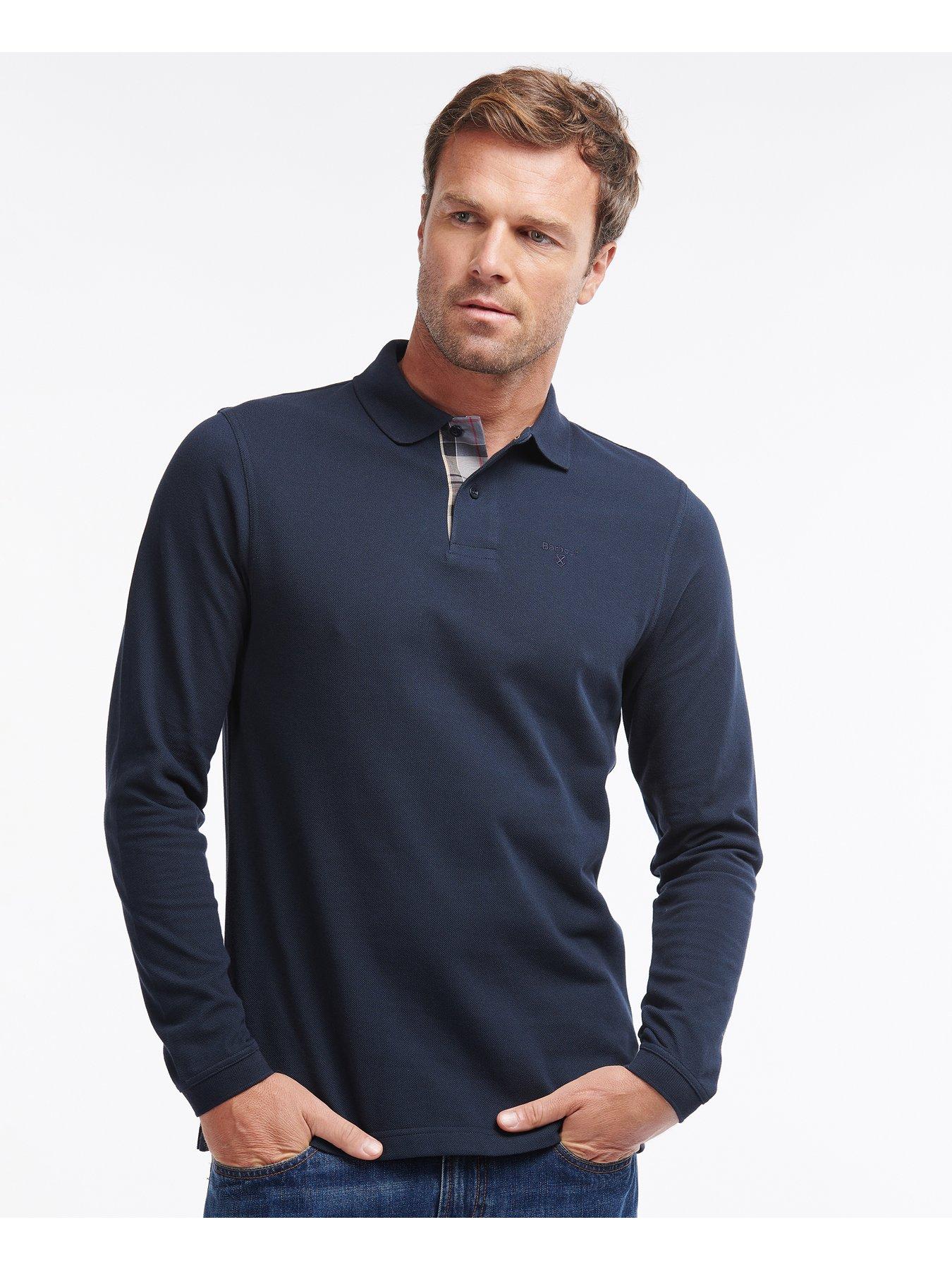 undefined Essential Long Sleeve Sports Polo Shirt - Navy