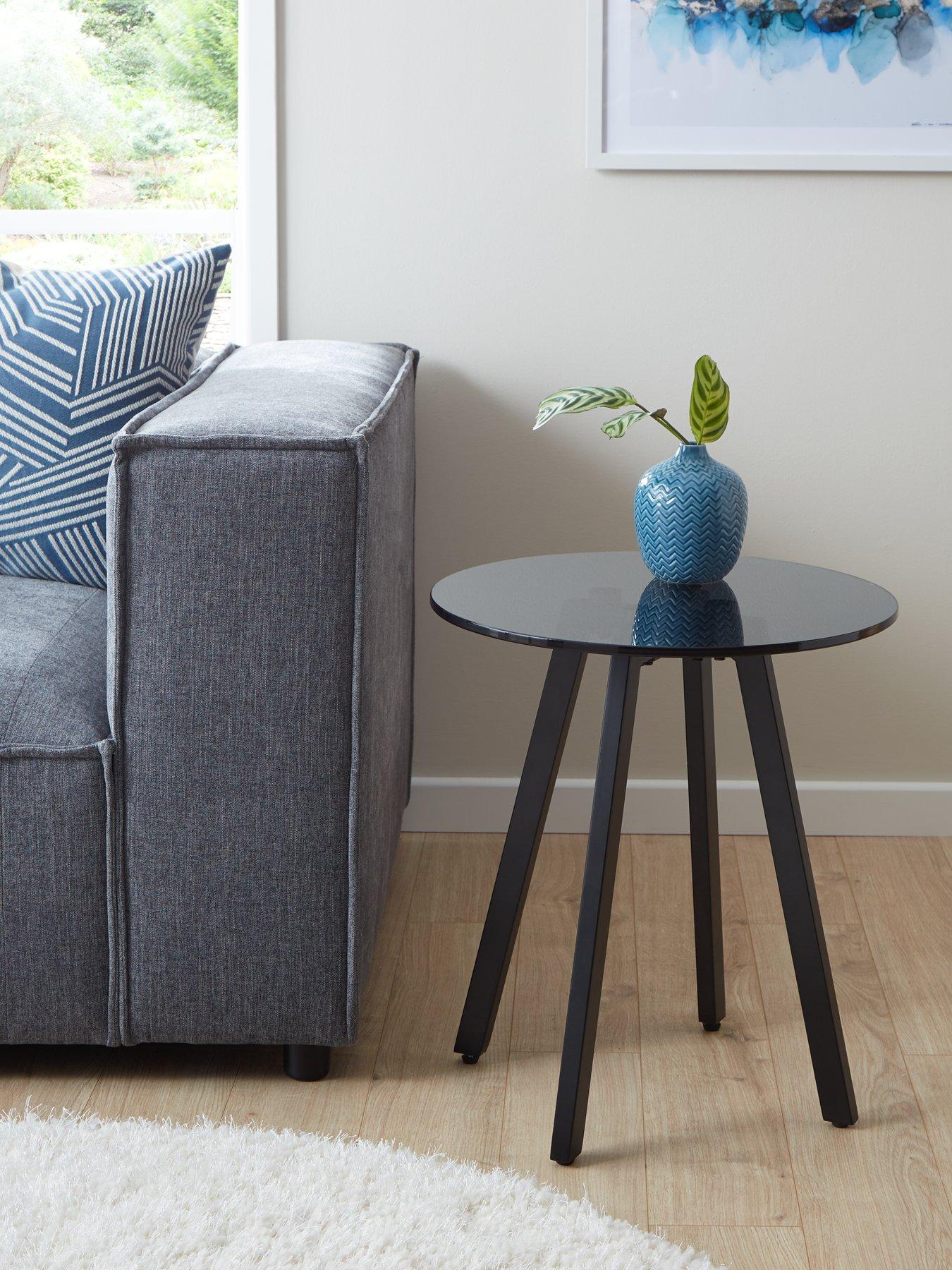 Triplo Glass Top Side Table