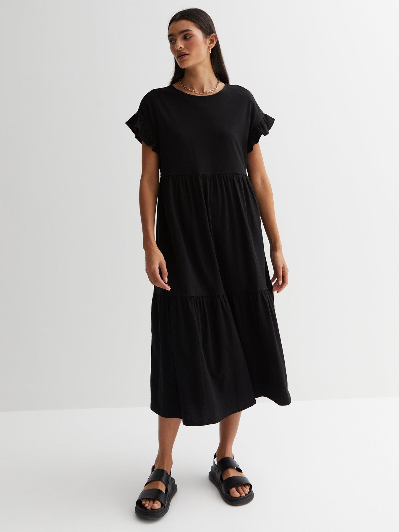 new-look-jersey-frill-sleeve-midi-smock-dress--nbspblacknbsp