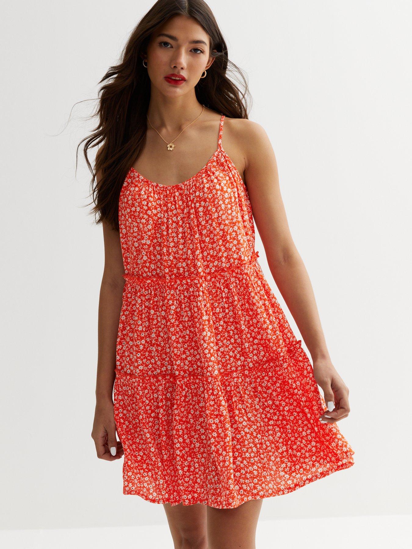  image of new-look-ditsy-floral-strappy-smock-mini-dress-print
